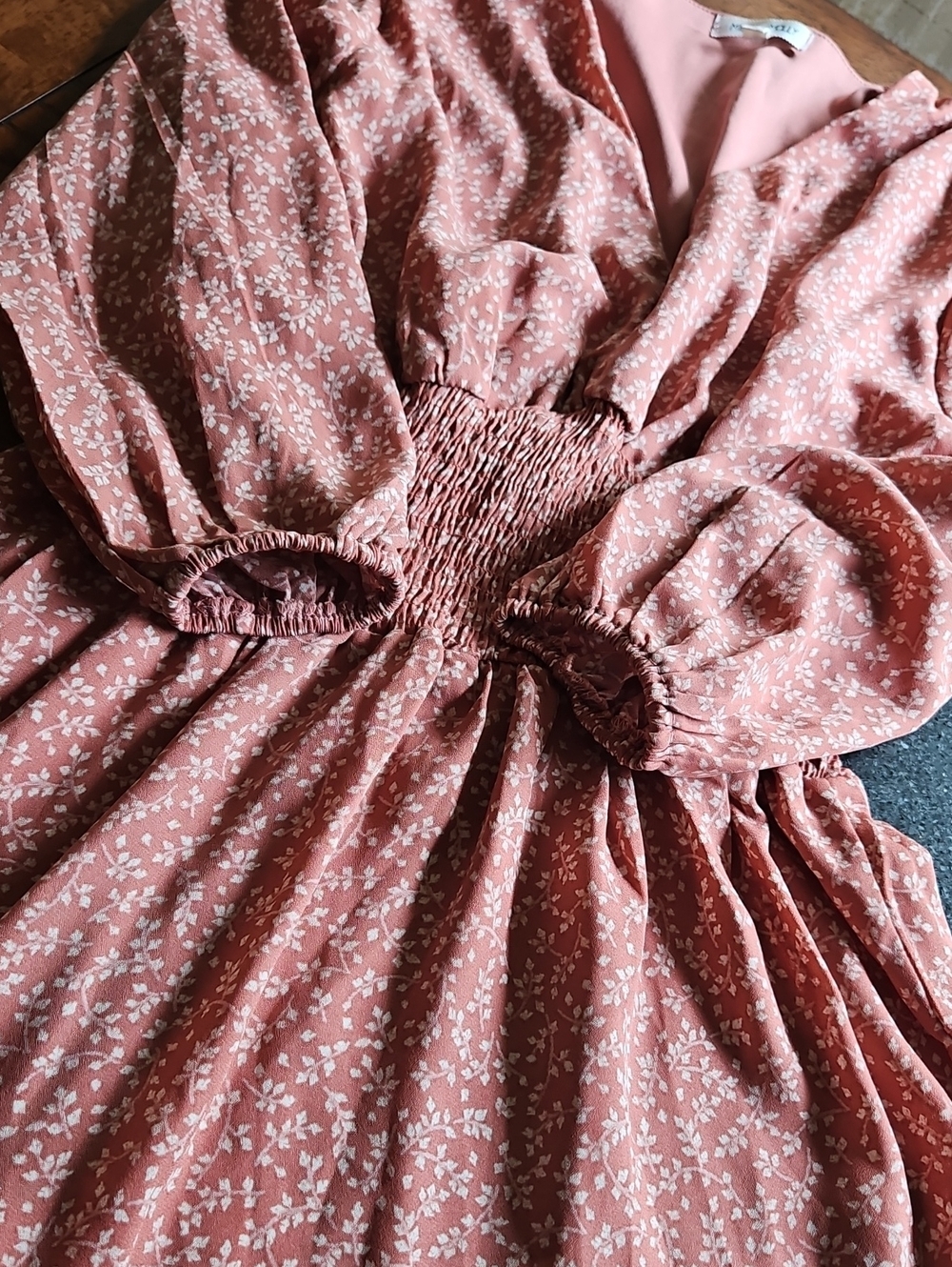 Miley+Molly Smocked Ruffled Hem Boho Chic Cottagecore Dress S - Picture 10 of 15